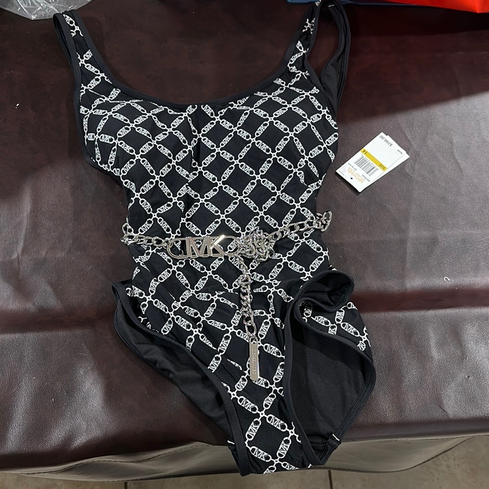 Michael Kors bathing-suit size 14 with silver chain belt